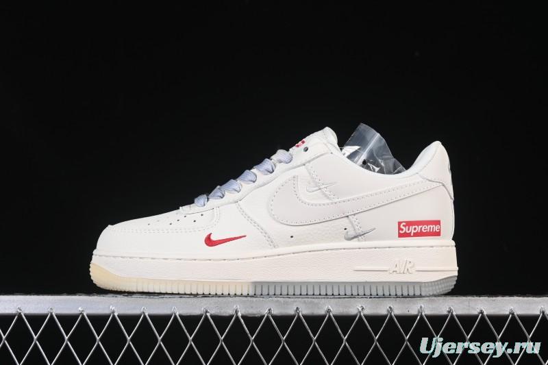 Nike Air Force 1 '07 Low Supreme Collaboration Beige Grey Crystal Sole Casual Sneakers - XX3168-178