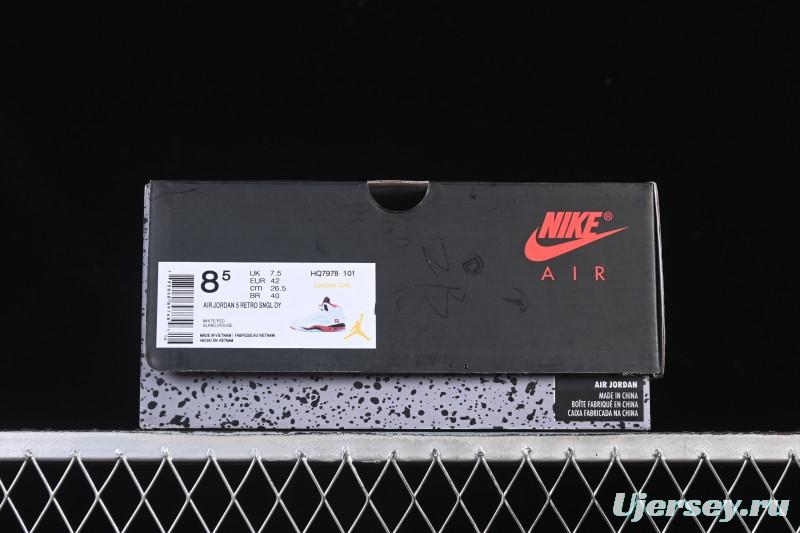 Nike Air Jordan 5 Retro Fire Red Black Tongue Basketball Shoes - HQ7978-101