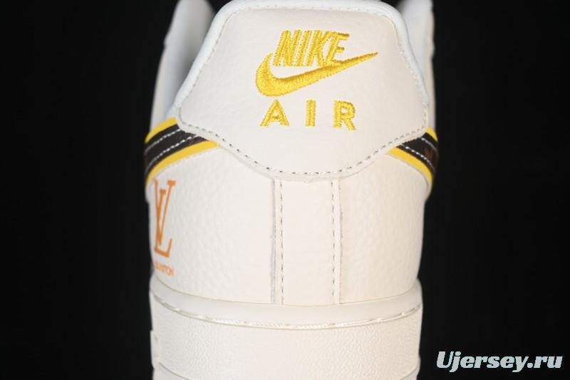 Nike Air Force 1 '07 Low LV Collaboration Beige Brown Patchwork Casual Sneakers - DD1982-302