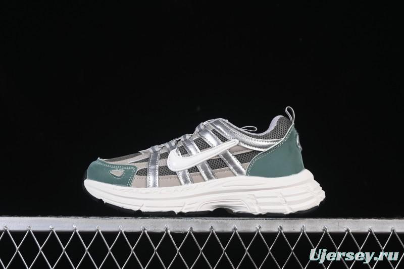 Nike P-6000 Retro Casual Sports Kids Shoes - Gray Green White Swoosh