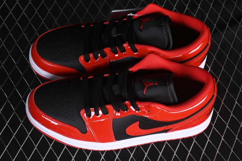 Nike Air Jordan 1 Low AJ1 Patent Leather Black Red Low-Top Casual Sneakers HV4089-006