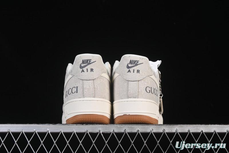 Nike Air Force 1 '07 Low Gucci Collaboration Smoke Grey Gum Low-Top Casual Sneakers - DK0188-084