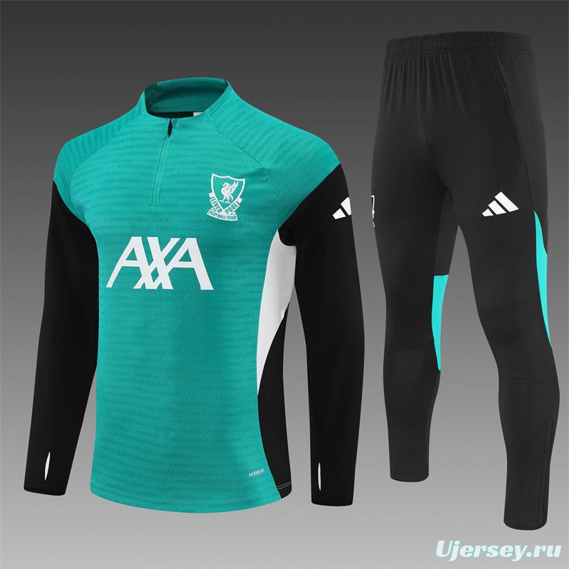 Player Version 25/26 Liverpool Green AD on Both Sleeves Half Zipper Jacket+Long Pants