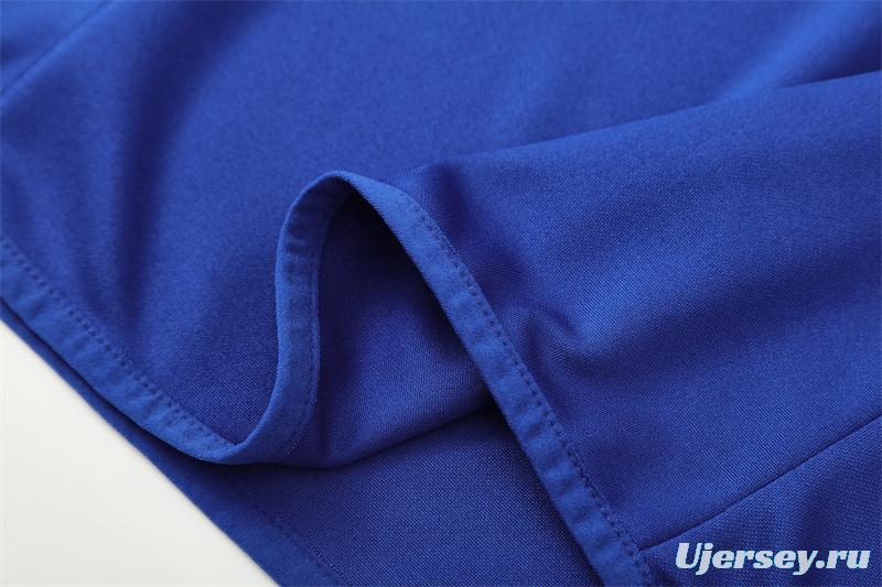 2002 Brazil Color Blue Half Zipper Jacket+Long Pants