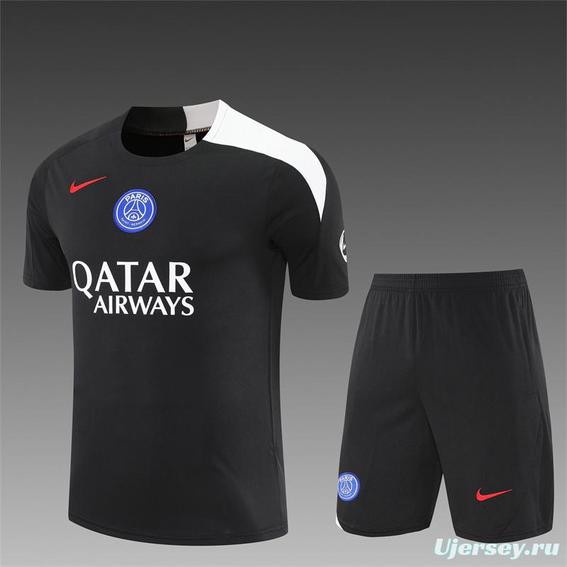 25/26 PSG Black T90 with XS Short Sleeve+Soccer Shorts
