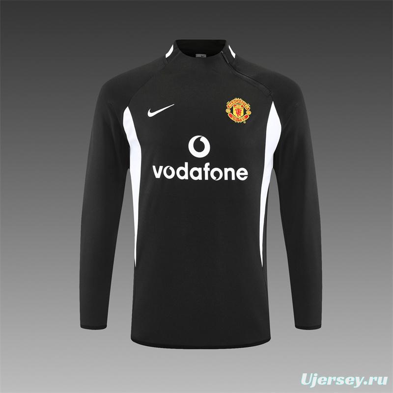 Retro 02/03 Manchester United Black Half Zipper Jacket