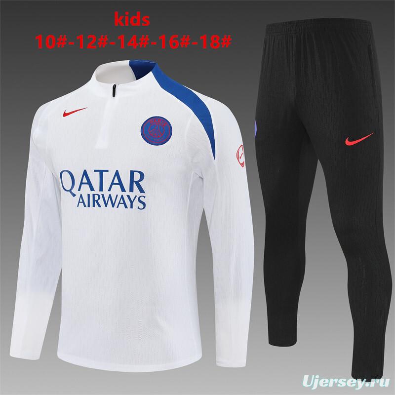 Player Version 25/26 Kids Paris White T90 Half Zipper Jacket+Long Pants