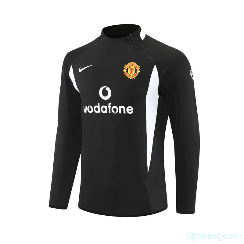 Retro 02/03 Manchester United Black Half Zipper Jacket
