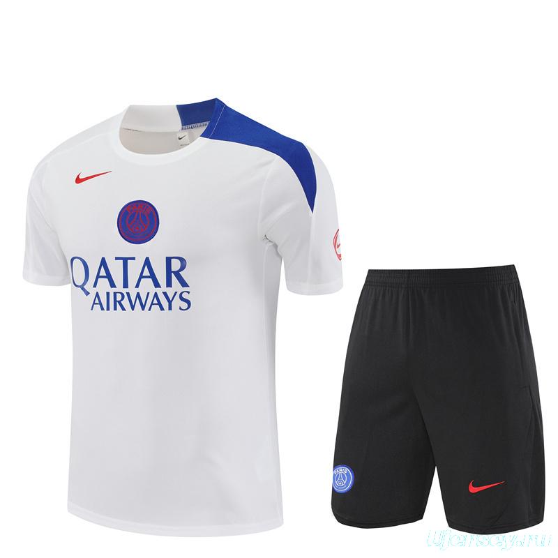25/26 PSG White T90 with XS Short Sleeve+Soccer Shorts