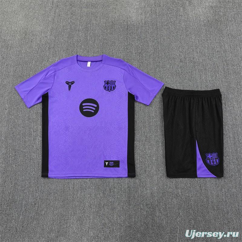 25/26 Barcelona Purple Joint Edition with XS Short Sleeve+Soccer Shorts