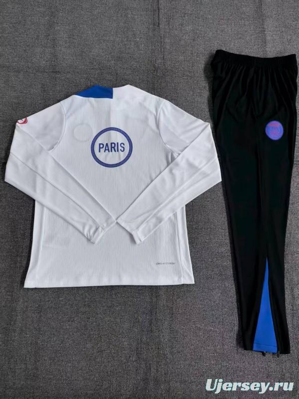 Player Version 25/26 Kids Paris White T90 Half Zipper Jacket+Long Pants