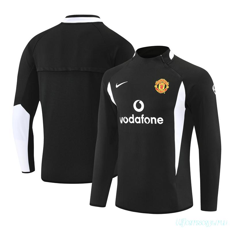 Retro 02/03 Manchester United Black Half Zipper Jacket
