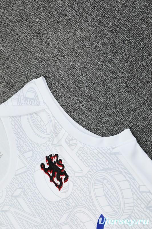 25/26 Chelsea White Vest Jersey+Shorts