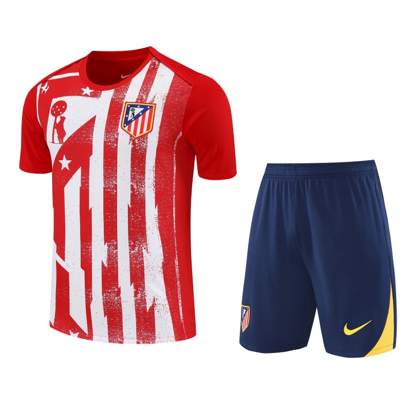 25/26 Atletico Madrid Red/White Stripe Short Sleeve+Shorts