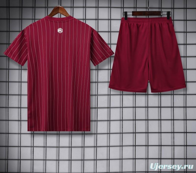 25/26 Arsenal Adidas Original Wine Short Sleeve Jersey+Shorts
