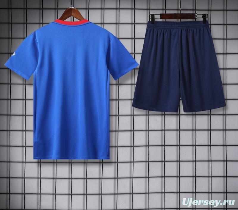 25/26 PSG Red/Blue Short Sleeve Jersey+Shorts