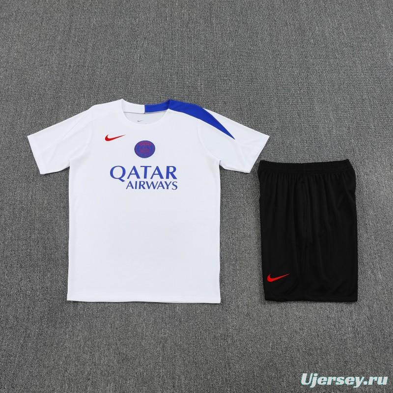 25/26 PSG White Short Sleeve Jersey+Shorts
