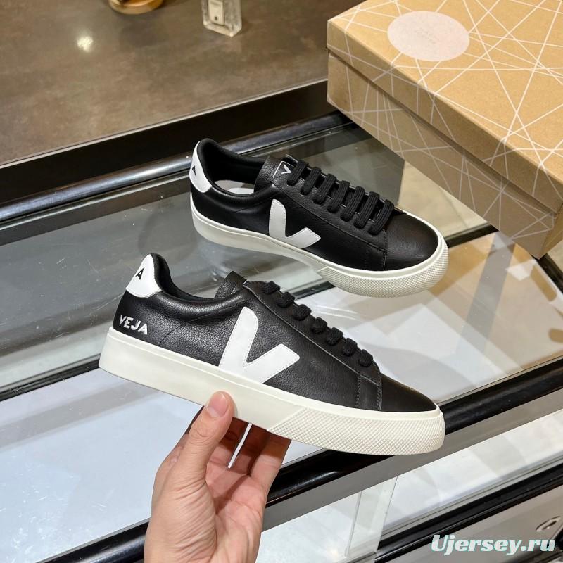 VEJA Classic White Sneakers V Logo Lace-Up Retro Flat Platform Casual Sports Shoes - LY00220