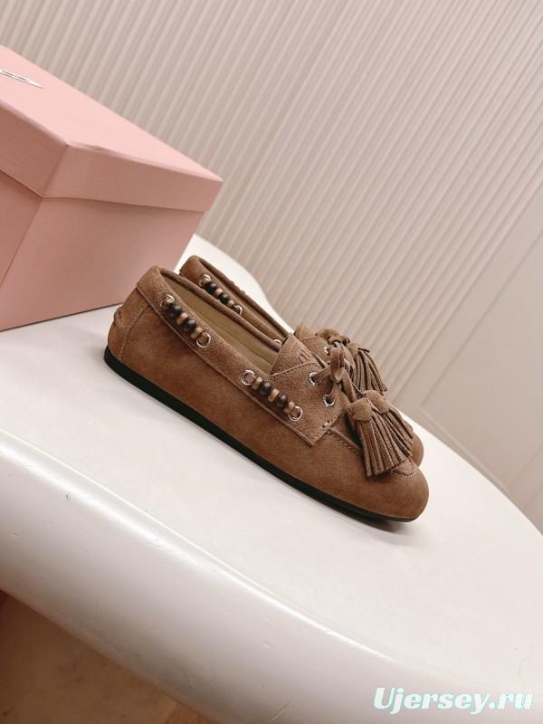 Miu Miu Fall/Winter 2025 Tassel Loafer Mule with Bead Accents - LY00330