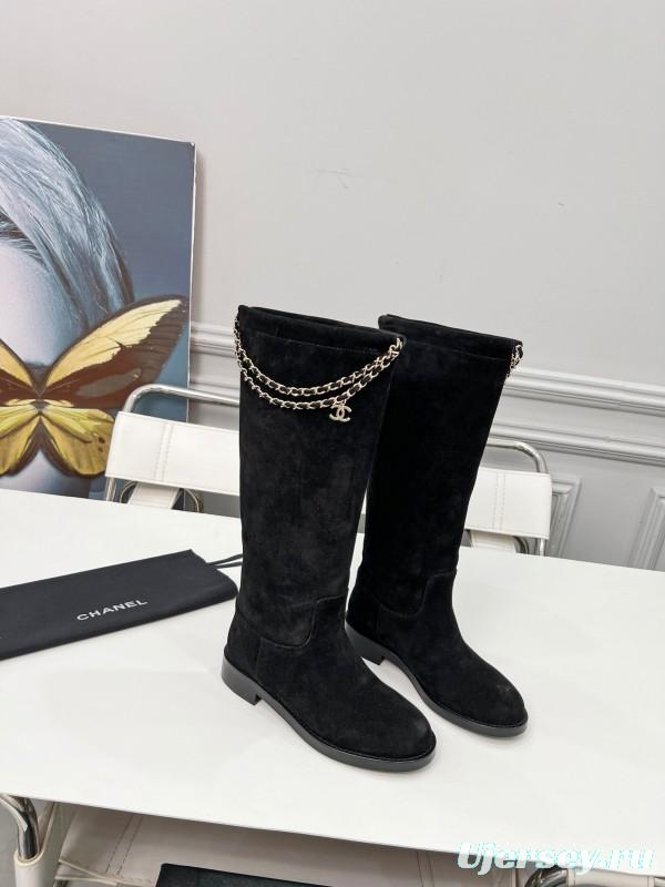 Chanel 2025 SS Quilted Leather Chain CC Logo Flat Ankle Boots - LY00510