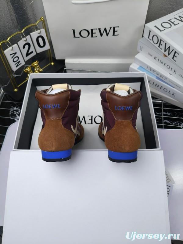 LOEWE High-Top German Training Sneakers Retro Fashion Casual White Shoes - LY00330