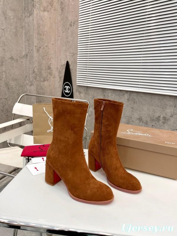 Christian Louboutin 2025/SS Chunky Heel Elastic Ankle Boots - LY00300