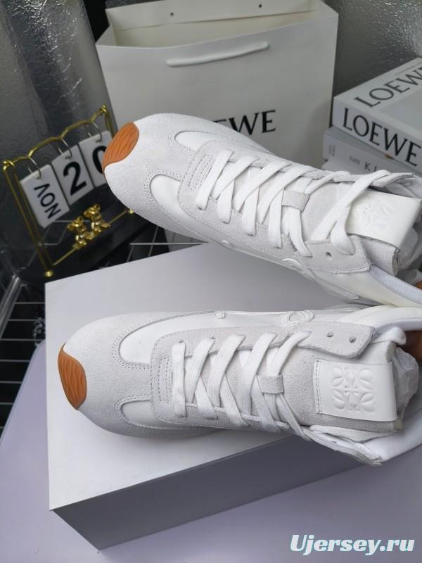 LOEWE High-Top German Training Sneakers Retro Fashion Casual White Shoes - LY00330