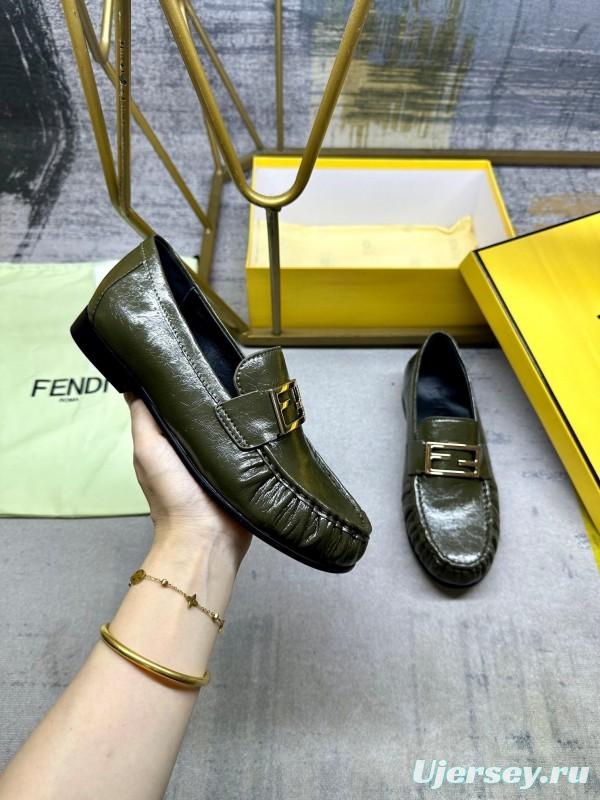 FENDI 2025 SS Loafers with FF Buckle and Soft Leather - LY00260