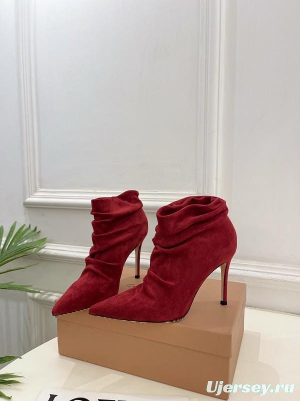 Gianvito Rossi Fall/Winter 2025 GR Pointed Toe Retro Pleated High Heel Ankle Boots - KFY00340