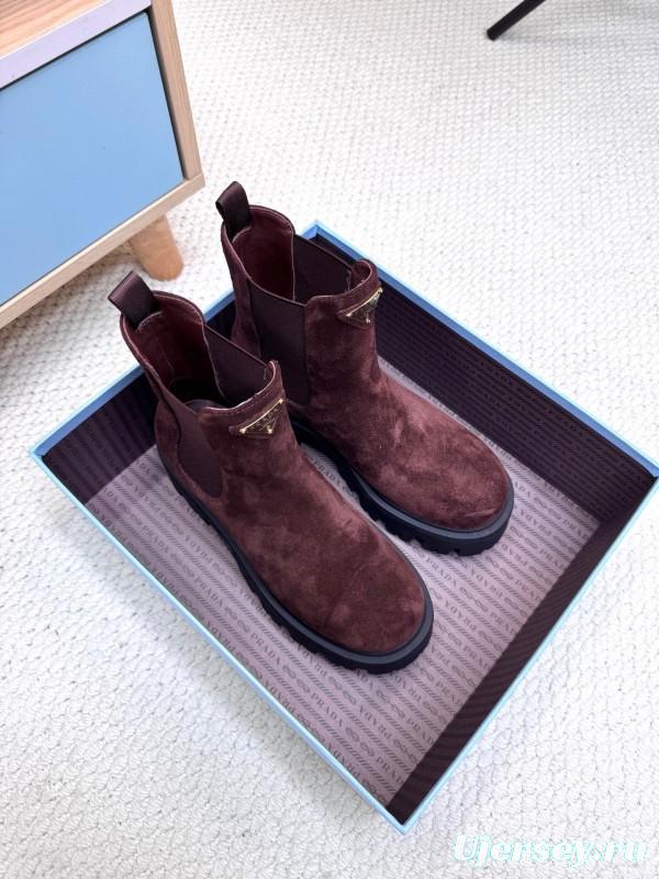 Prada 2025 SS Chunky Platform Ankle Boots - LY0340