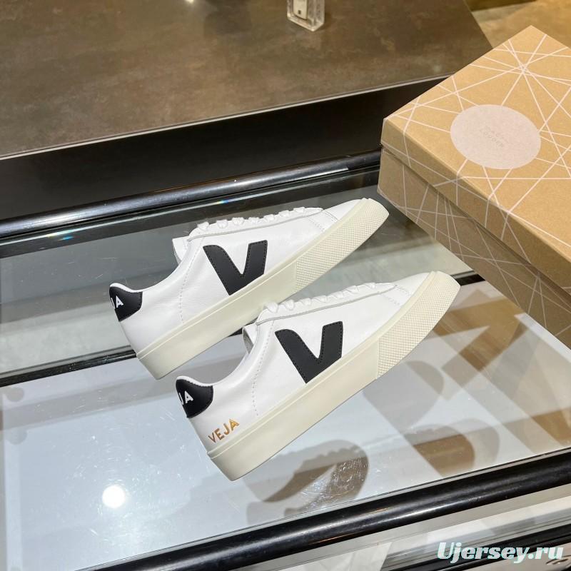 VEJA Classic White Sneakers V Logo Lace-Up Retro Flat Platform Casual Sports Shoes - LY00220/LY00230