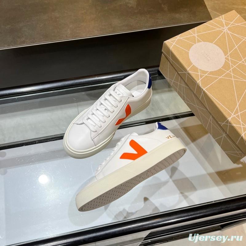 VEJA Classic White Sneakers V Logo Lace-Up Retro Flat Thick Sole Casual Sports Shoes - LY00220