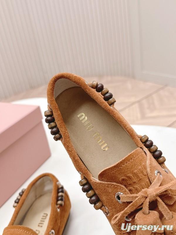 Miu Miu Fall/Winter 2025 Tassel Loafer Mule with Beaded Accents - LY00330