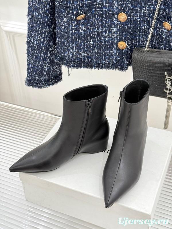 Khaite Retro Pointed Toe Height Increasing Ankle Boots - KFY00390