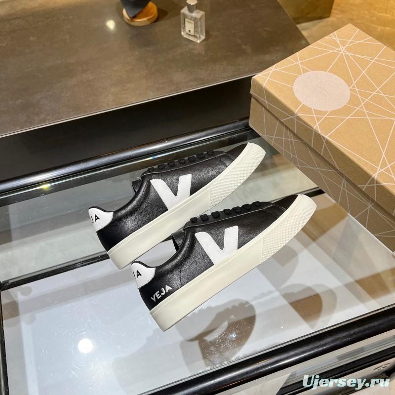 VEJA Classic White Sneakers V Logo Lace-Up Retro Flat Platform Casual Sports Shoes - LY00220