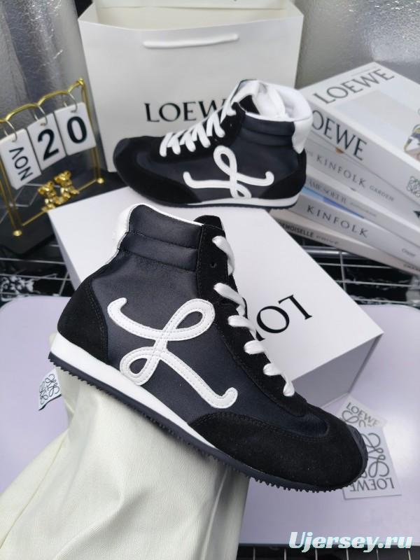 LOEWE High-Top German Training Sneakers Retro Fashion Casual White Shoes - LY00330