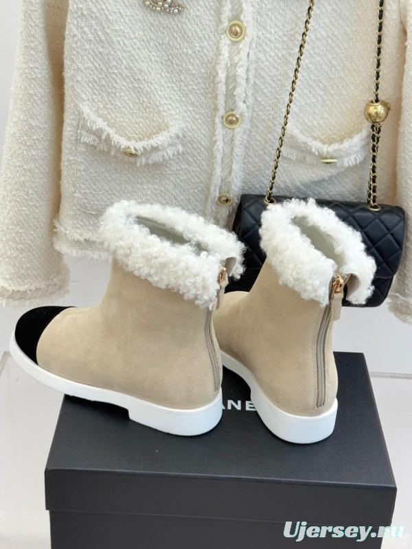 Chanel 2025 SS Double C Color-Block Shearling Snow Boots - KFY00300
