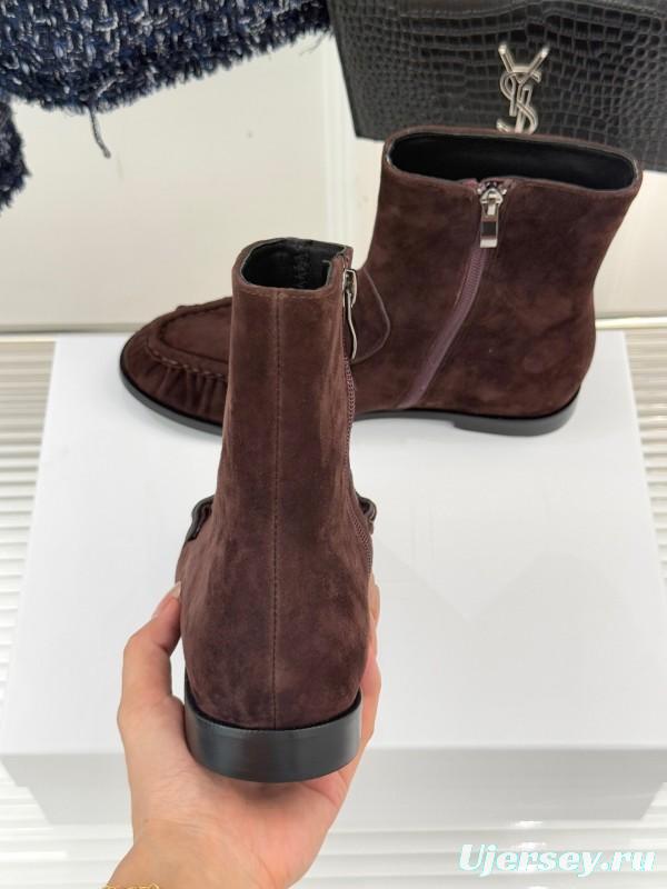 Saint Laurent YSL Letter Loaf Short Boots with Pleated Edges - KFY00430