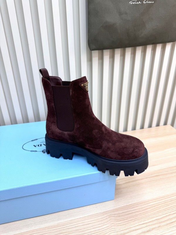 Prada 2025 SS Chunky Platform Ankle Boots - LY0340
