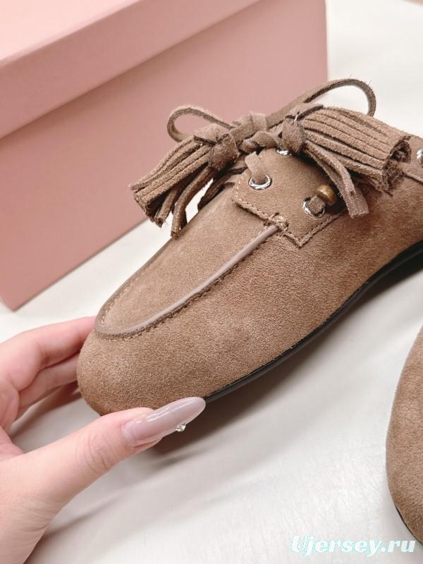 Miu Miu Fall/Winter 2025 Tassel Loafer Mule with Beaded Accents - LY00320