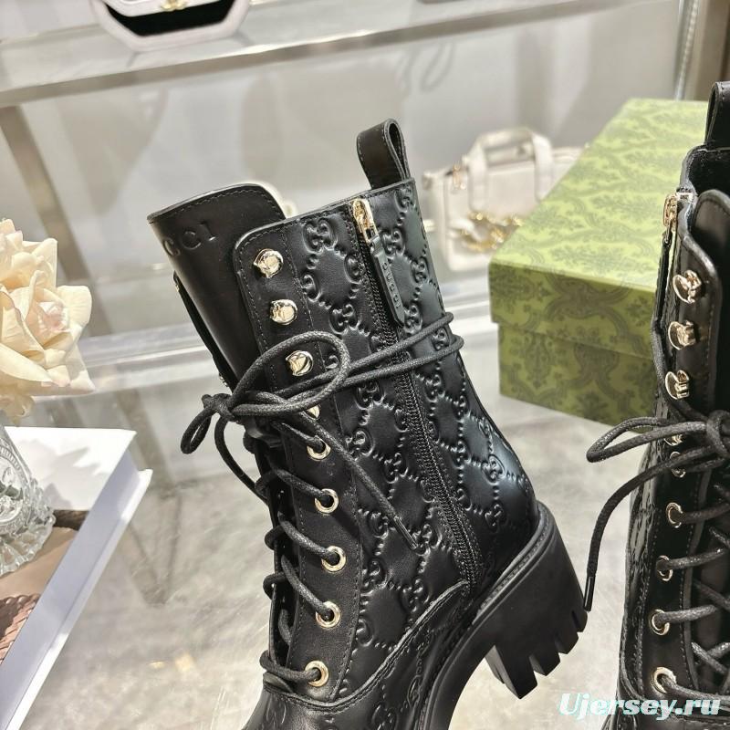 Gucci GG Lace-Up Ankle Boots in Calfskin - LY00380