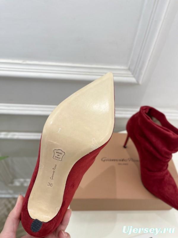 Gianvito Rossi Fall/Winter 2025 GR Pointed Toe Retro Pleated High Heel Ankle Boots - KFY00340