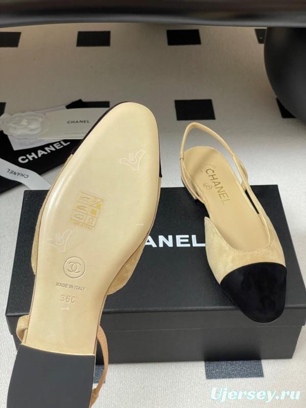 Chanel Sling-back Two-tone Suede Flats/Heels - KFY00280