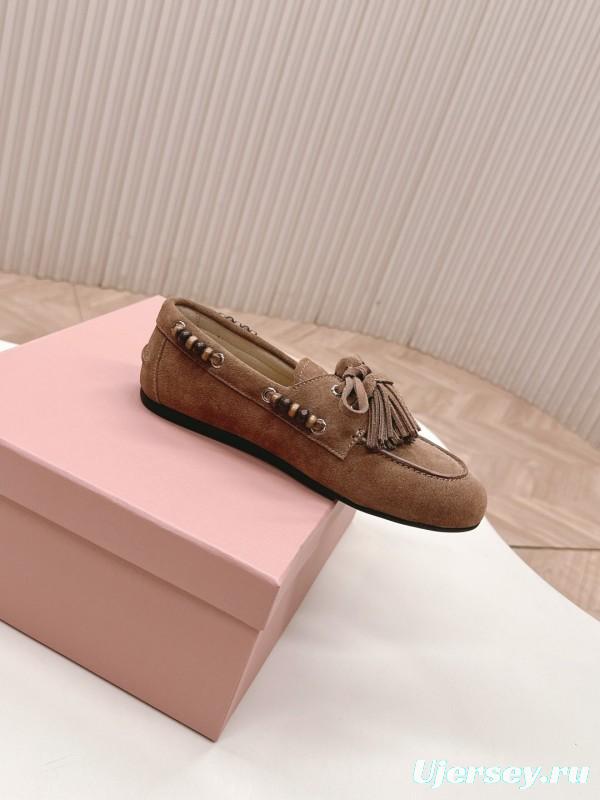Miu Miu Fall/Winter 2025 Tassel Loafer Mule with Bead Accents - LY00330