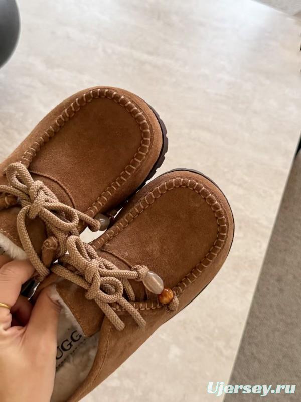 UGG Fall Winter New Potato Wool Slippers Retro Acrylic Buckle Design - KFY00250