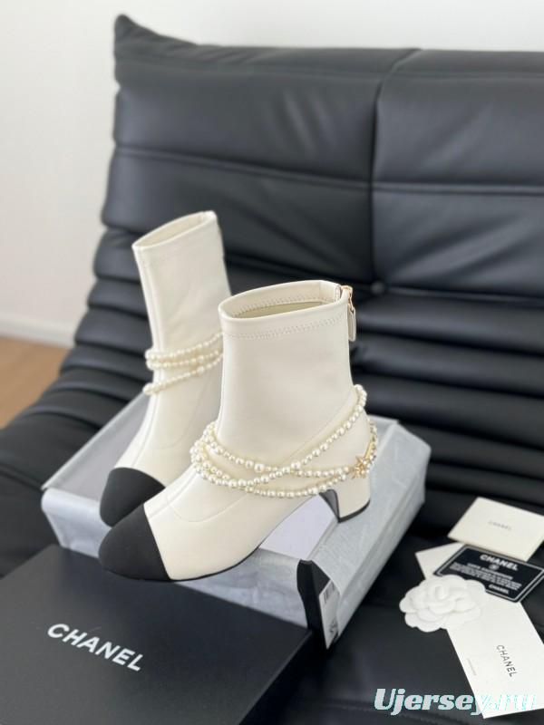 Chanel 2025/SS Haute Couture Pearl Collection Mary Jane Ankle Boots - LY00360
