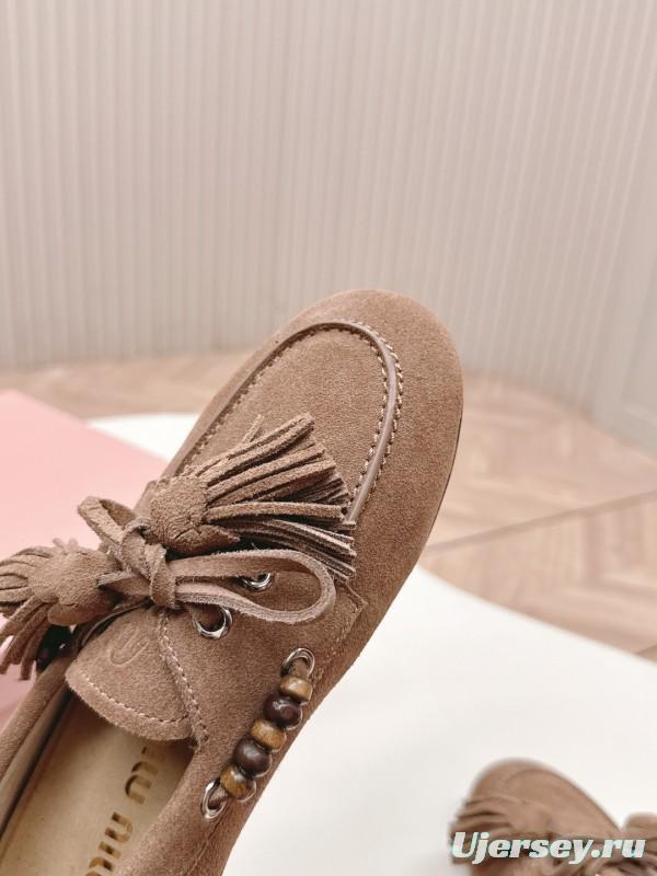 Miu Miu Fall/Winter 2025 Tassel Loafer Mule with Bead Accents - LY00330