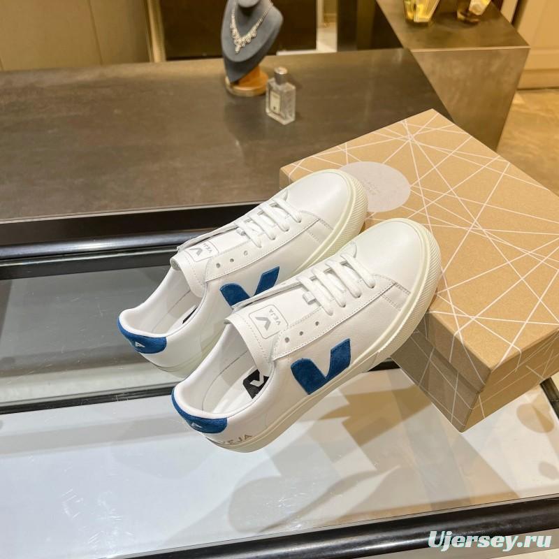 VEJA Classic White Sneakers V Logo Lace-Up Retro Flat Platform Casual Sports Shoes - LY00220