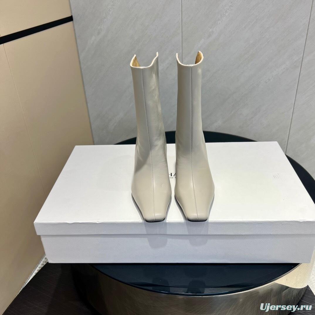 Khaite 2025 SS Fashion Square Toe Slip-On Ankle Boots - KFY00390