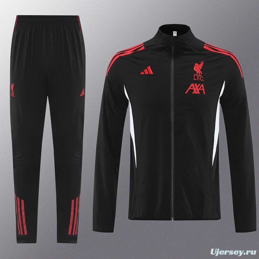 25/26 Liverpool Black S-2XL Half Zipper Jacket+Long Pants